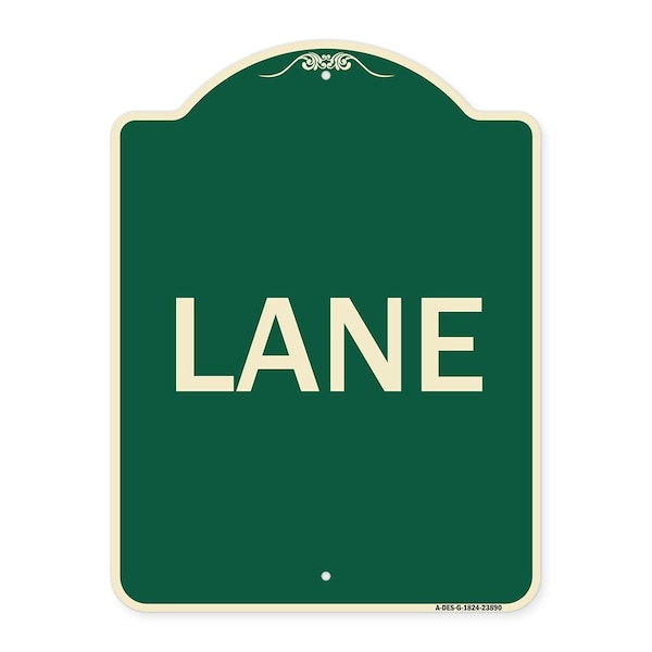 Signmission Designer Series Sign-Lane, Green & Tan Heavy-Gauge Aluminum Sign, 24" x 18", G-1824-23890 A-DES-G-1824-23890 - main